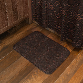 Baroque Blommigt Faux Leather Leathercraft Mönster Badrumsmatta