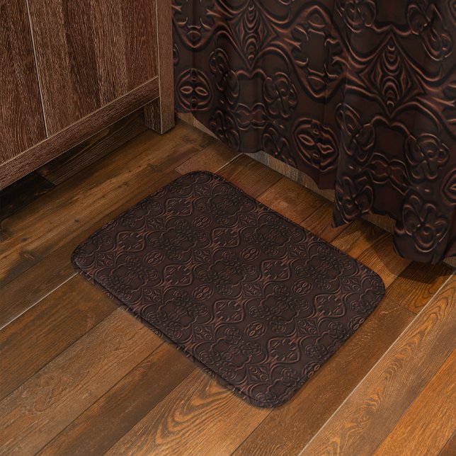 Baroque Blommigt Faux Leather Leathercraft Mönster Badrumsmatta (Skapare uppladdad)