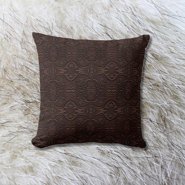 Baroque Blommigt Faux Leather Leathercraft Mönster Kudde (Skapare uppladdad)