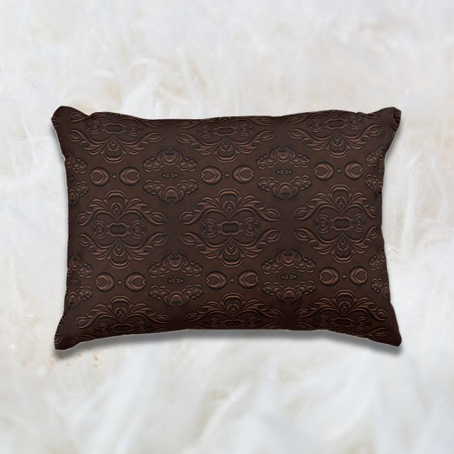 Baroque Blommigt Stil Faux Leather Mönster Prydnadskudde (Skapare uppladdad)