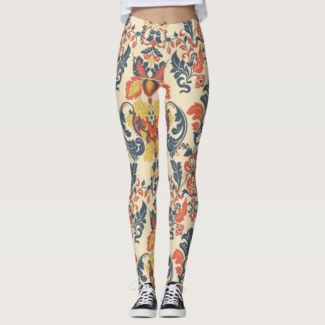 Baroque Blommigt: Vintage Classic Tapet. Leggings (Framsida)