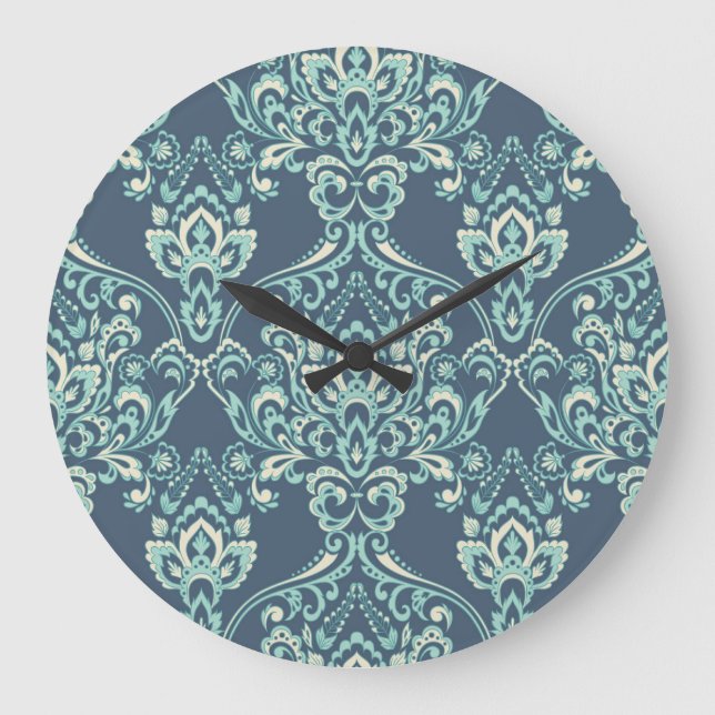 Baroque Blommigt Vintage Tapet Stor Klocka (Framsida)