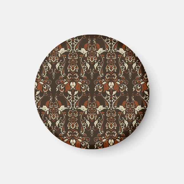 Baroque-Blommigten: Klassisk Vintage Tapet Magnet (Framsidan)