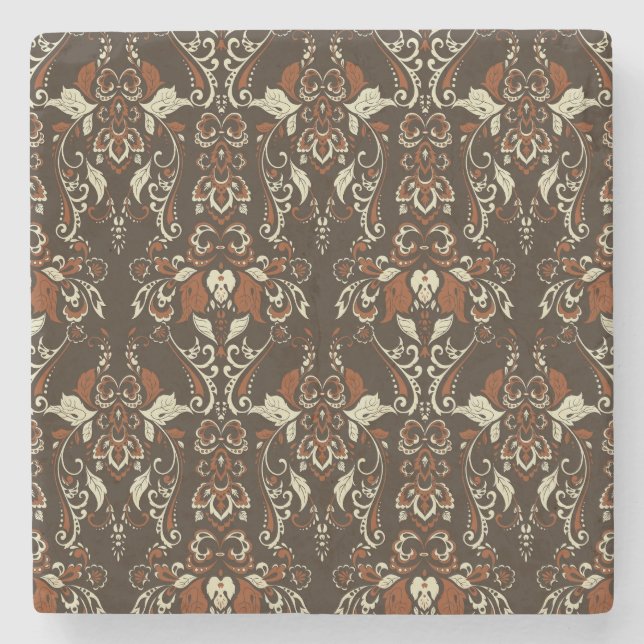 Baroque-Blommigten: Klassisk Vintage Tapet Stenunderlägg (Framsidan)