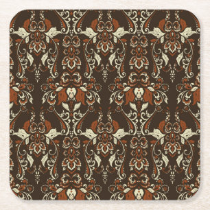 Baroque-Blommigten: Klassisk Vintage Tapet Underlägg Papper Kvadrat