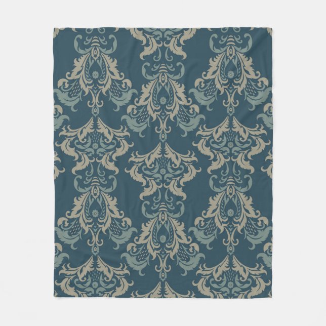 Baroque-blommönster. klassisk blommigt, ornament.  fleecefilt (Framsidan)