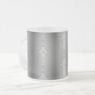 Baroque-blommönster med gräns grått-kaffe mugg