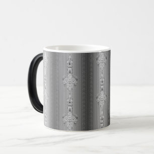 Baroque-blommönster med gräns grått-kaffe mugg