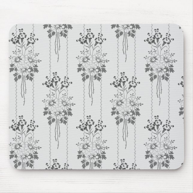 Baroque-blommönster med gräns grått musmatta (Framsidan)