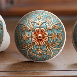 Baroque Bloom Ceramic Knob Drag Knopp