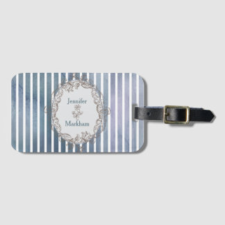 Baroque Blue-Grått Watercolor Rand Bagagebricka