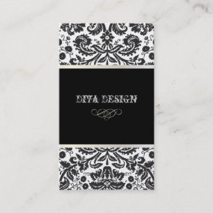 Baroque Damask /black + white Visitkort