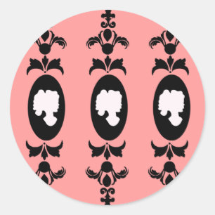Baroque Damask Cameo Runt Klistermärke
