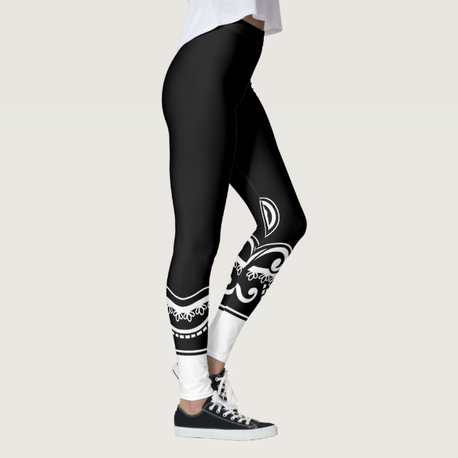 Baroque Dolce Leggings - Black & White Elegance (Höger)