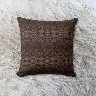 Baroque Faux Leather Brown Mönster Fleece Blanket Kudde