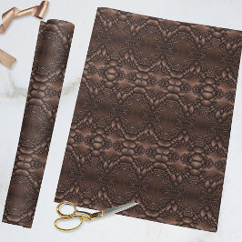 Baroque Faux Leather Brown Mönster Presentpapper