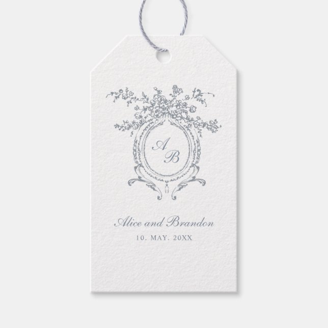Baroque Floral Ornament Wedding  Presentetikett (Framsidan)
