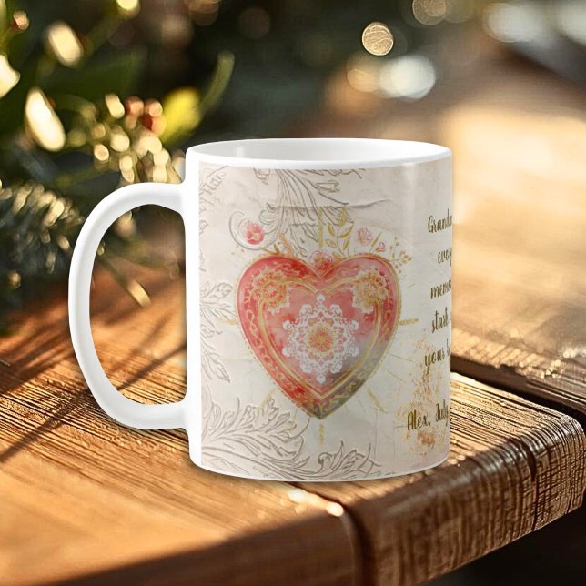 Baroque Floral Sacred Heart Family Heirloom Kaffemugg (Skapare uppladdad)