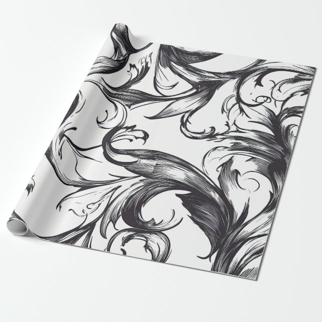 Baroque Flourish Wrapping Paper Presentpapper (Utrullad)