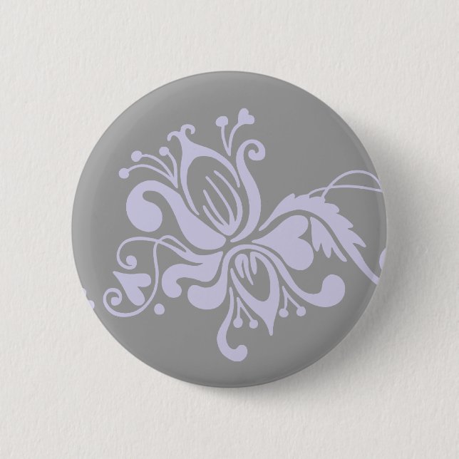 Baroque Flower - Grått och Light Lilac Knapp (Framsida)