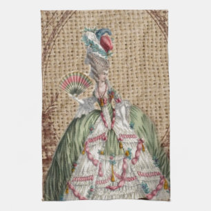baroque fransk land burlap Marie Antoinette Kökshandduk