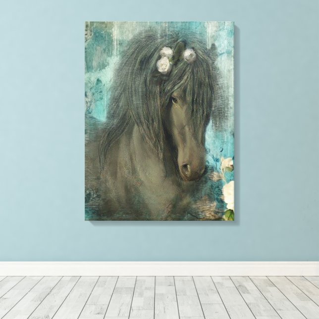 Baroque Friesian - Wrapped Canvas (Insitu (trägolv))