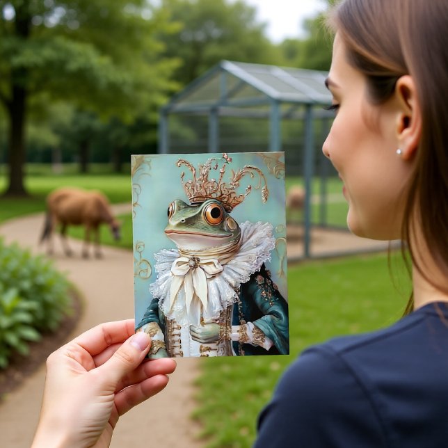 Baroque Frog Royal King Portrait Design Vykort (Skapare uppladdad)