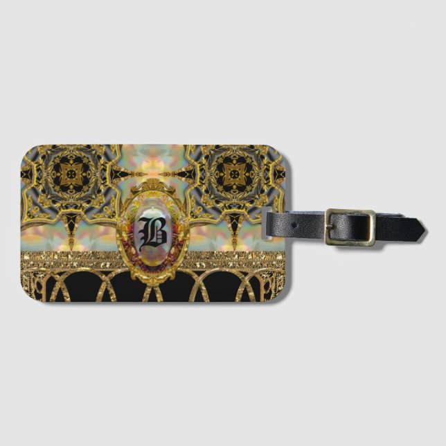 Baroque Girly Ace Söt Chic Monogram Bagagebricka (Framsida horisontal)