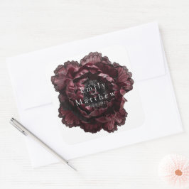 Baroque Gothic Peonies Bröllop Fyrkantigt Klistermärke