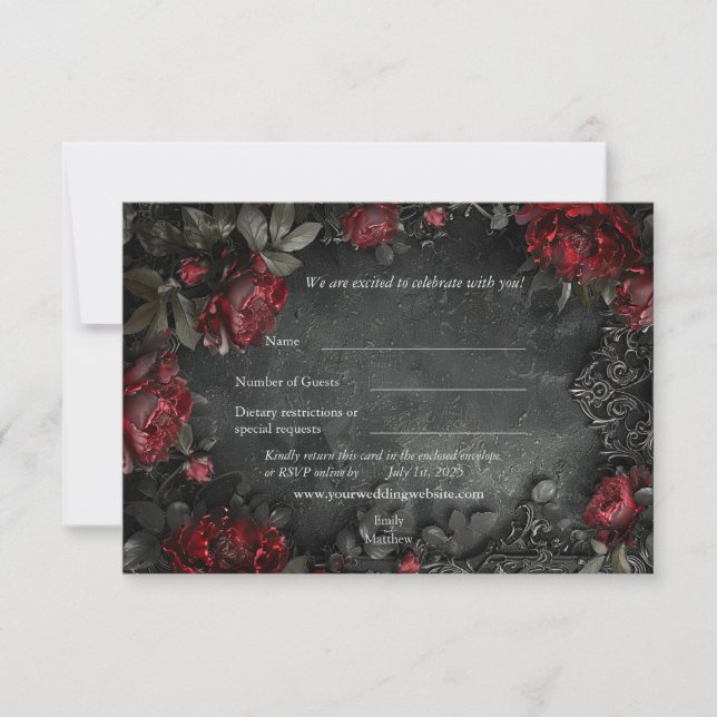 Baroque Gothic Peonies Tack Kort (Framsida)