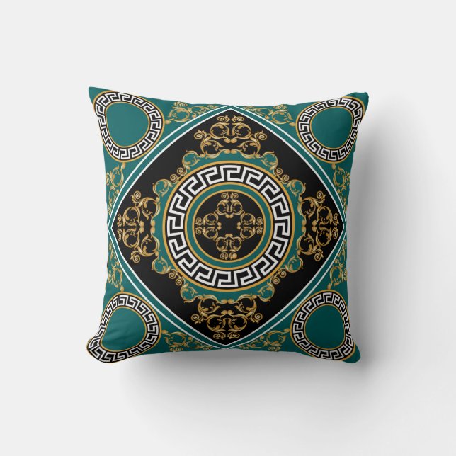 Baroque Guld: Black Elegance Kudde (Framsida)