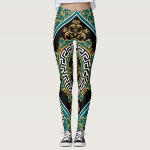Baroque Guld: Black Elegance Leggings