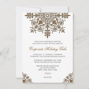 Baroque Guld Glitter Titta Julfest Inbjudningar