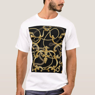 Baroque Guld-kedjor utan sjölösa Mönster T Shirt