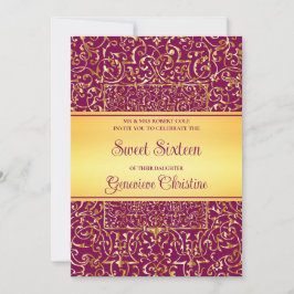 Baroque Guld Ram Quinceanera-inbjudan Inbjudningar