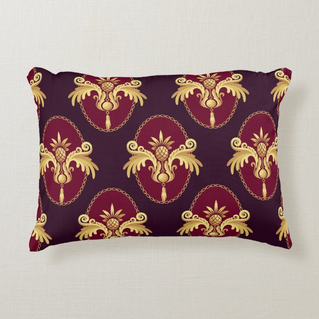 Baroque Guld Sconce Magenta Mönster Prydnadskudde (Framsidan)