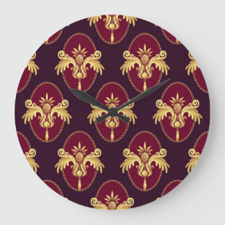 Baroque Guld Sconce Magenta Mönster Stor Klocka