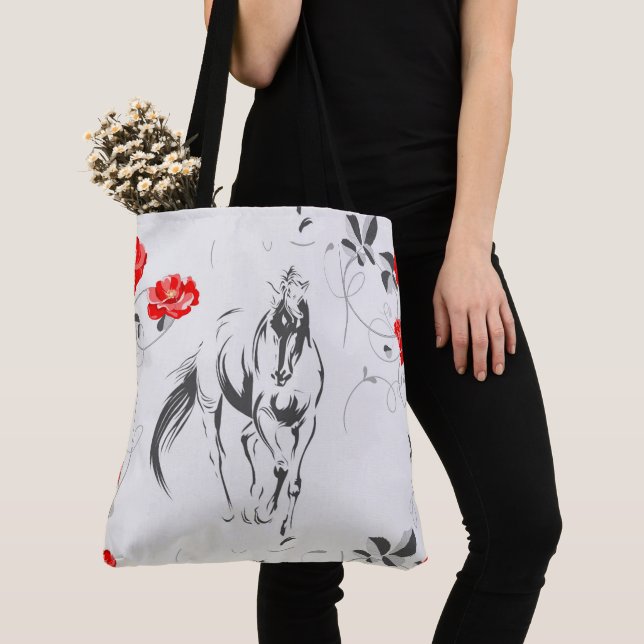 Baroque Horse Tote Bag Tygkasse (Närbild)