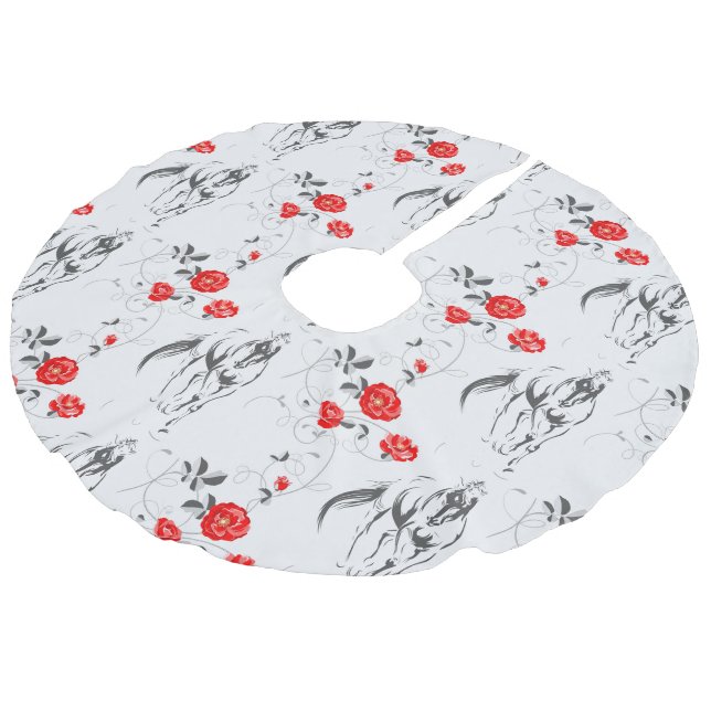 Baroque Horse Träd Skirt Julgransmatta Fusklinne (Vinklad)