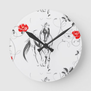 Baroque Horse Wall Clock Rund Klocka