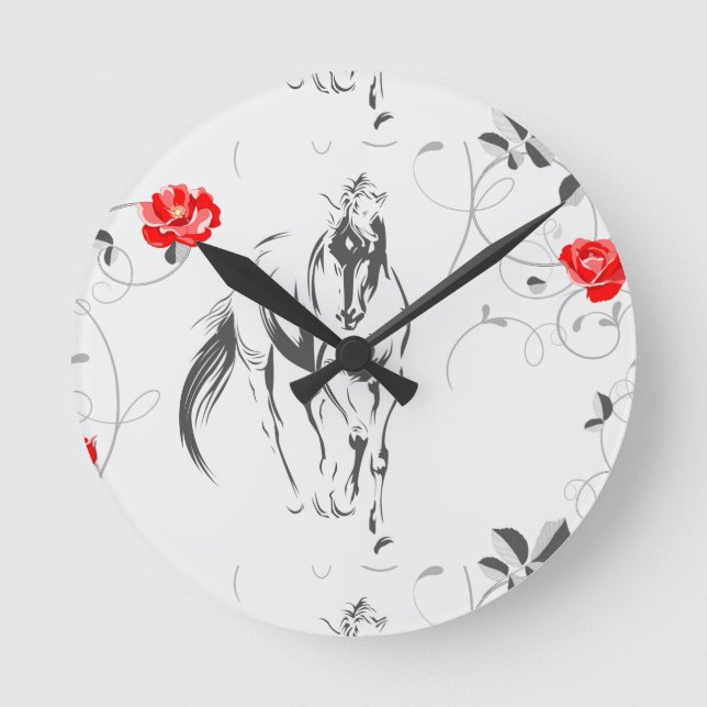 Baroque Horse Wall Clock Rund Klocka (Framsida)