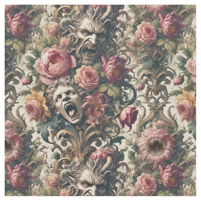 Baroque Hungrig Pains - Gothic Classic Tile Tyg (Närbild)