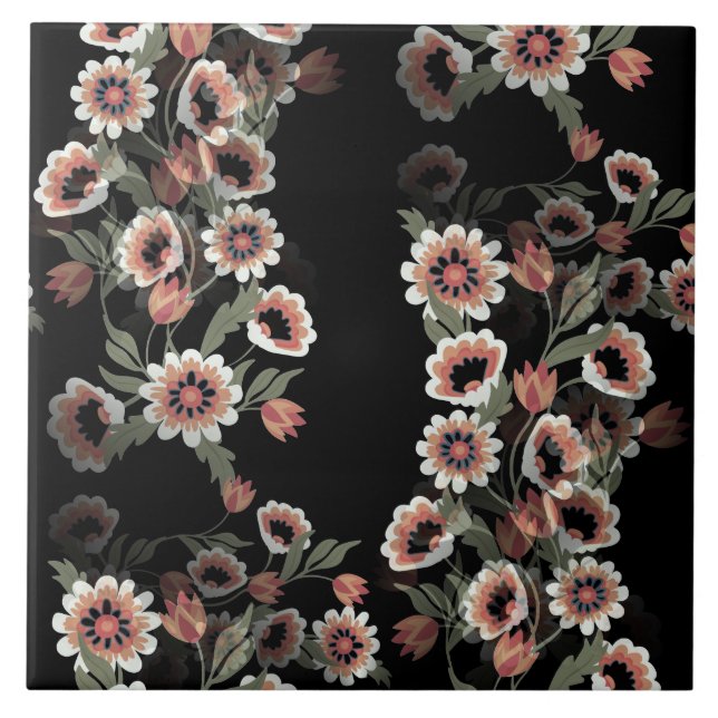 Baroque-Inspired Botanical Soft Pinks and Grönts Kakelplatta (Framsidan)