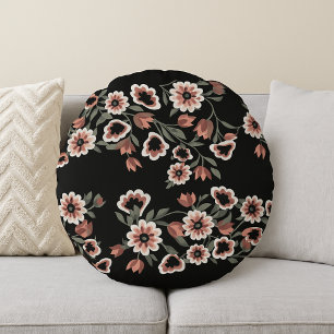 Baroque-Inspired Botanical Soft Pinks and Grönts Rund Kudde