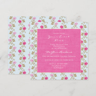 Baroque Marie Antoinette Blommigt Pastel Rosa ros Inbjudningar