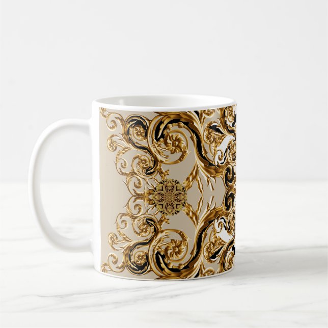 Baroque Meets Leopard: Golden Background Kaffemugg (Vänster)