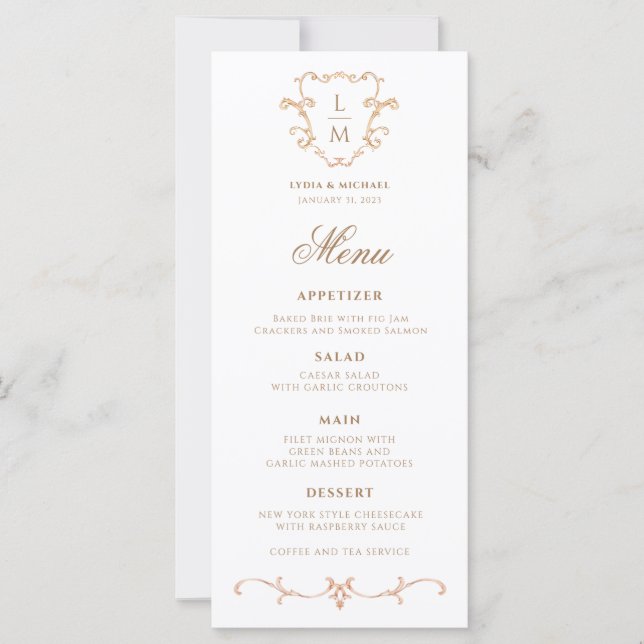 Baroque Monogram Dinner Menu (Framsida)
