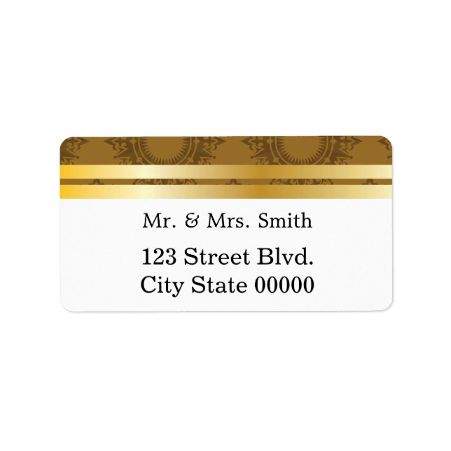 Baroque Mönster med Guld Bands 3 Adressetikett (Framsidan)