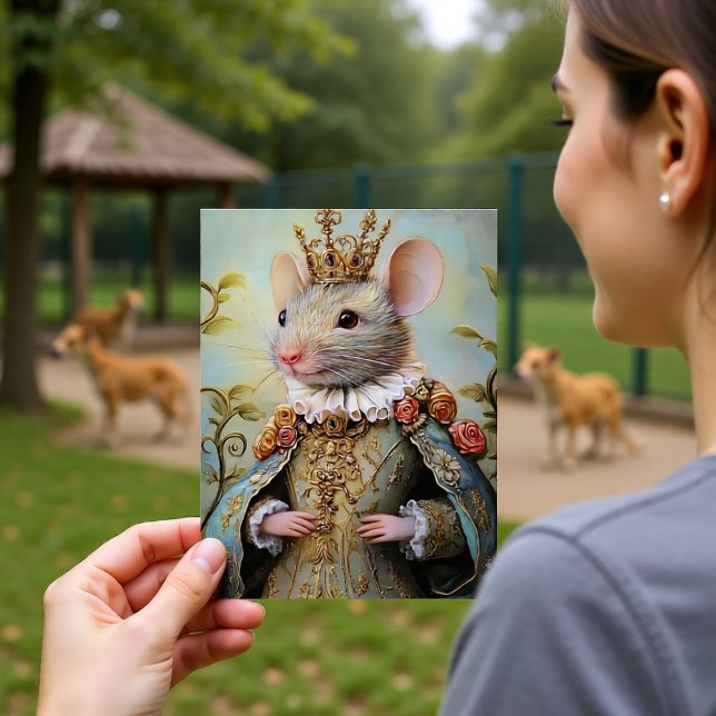 Baroque Mouse Royal King Portrait Design Vykort (Skapare uppladdad)