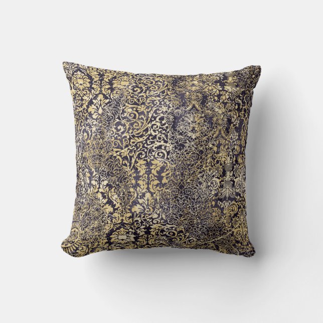 Baroque och Damask arabesque motifs rippade abstra Kudde (Framsida)